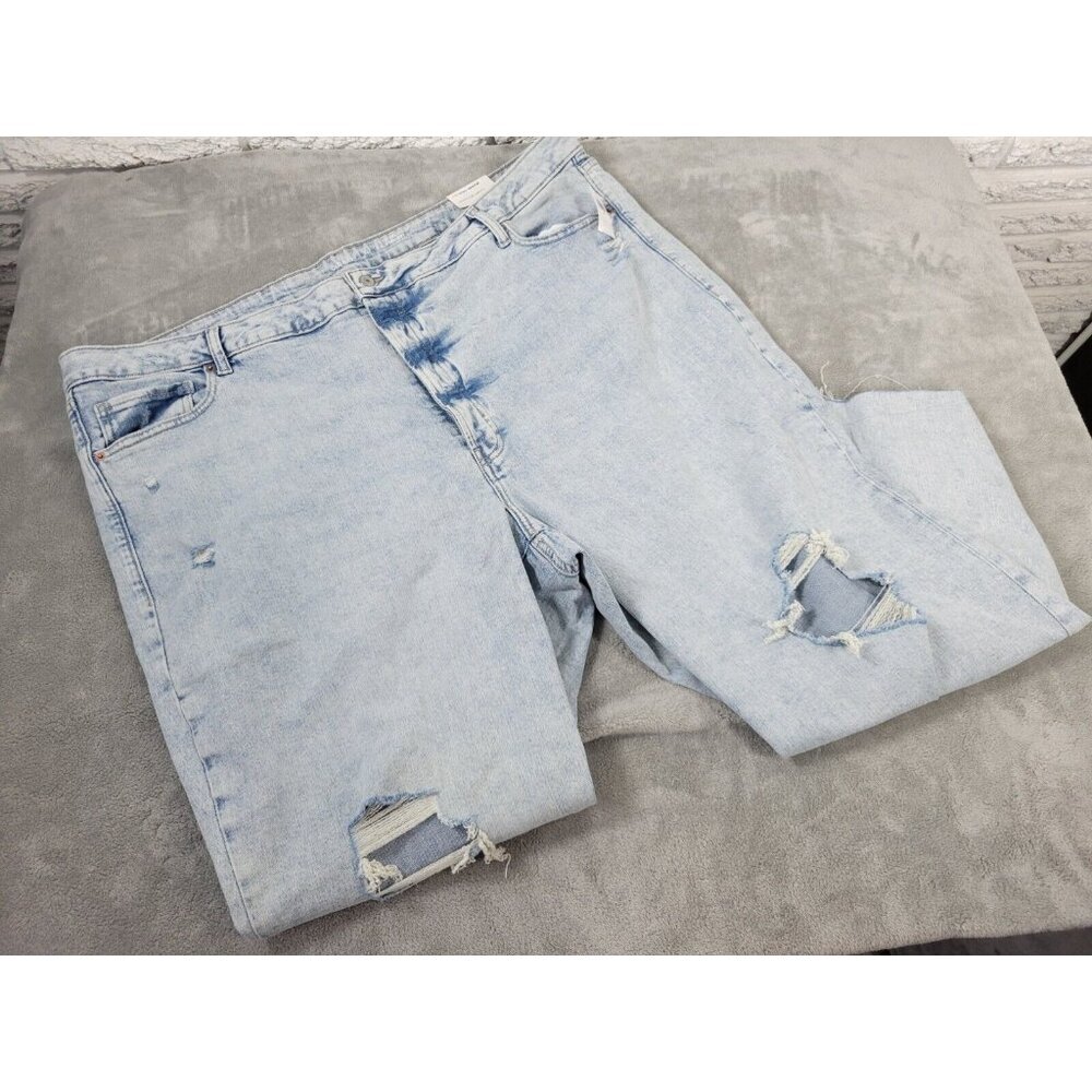 Old Navy OG Straight Ankle Jeans Plus Size 28 Distressed Blue Raw Hem SL54E